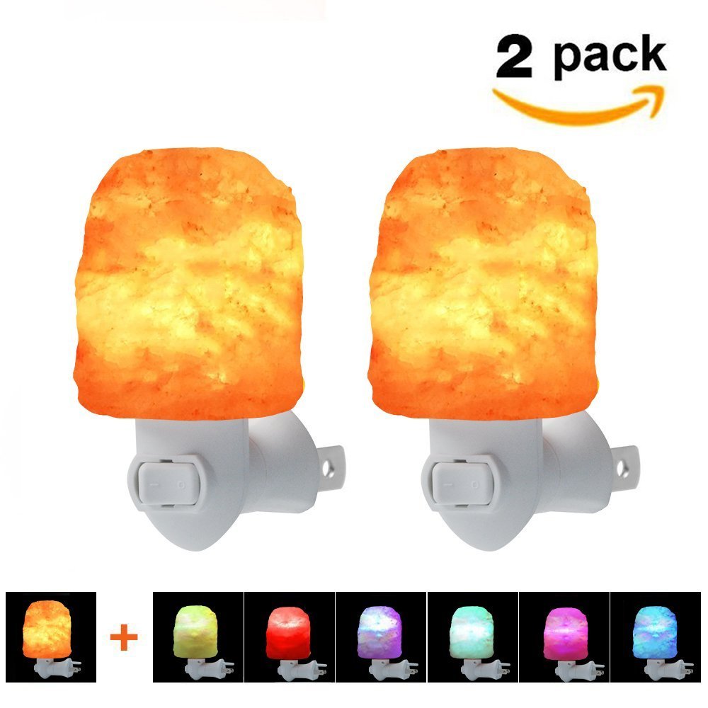 2Pack Mini Plug in Salt Lamp Natural Himalayan Pink Crystal Salt Rock