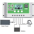 thumbnail image 3 of Controlador de carga del regulador del panel solar de 30 A para controlador de carga inteligente de batería de plomo/litio de 12 V/24 V con pantalla LCD y puertos USB duales, temporizador de encendid, 3 of 5