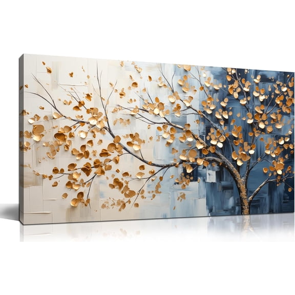 WFSposterLarge Tree of Life Wall Art for Living Room Bedroom Office Gold Tree Leaves Landscape Picture Modern Artwork Canvas Prints