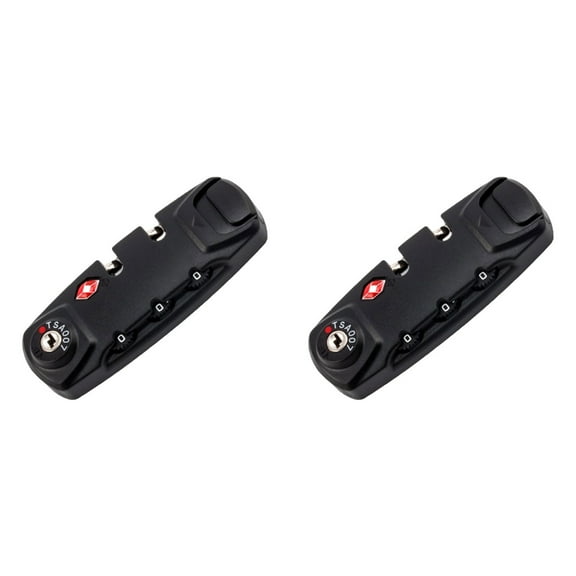 2pcs Customs Lock Zipper Bags Fixed Lock Fixed Safety Lock TSA007 Authentication Password Lock Black