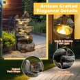 thumbnail image 4 of WJSP Gray 6-Tier Cascading Rock Water Fountain 35x30x68cm Outdoor Freestanding Waterfall with LED Light Pump Natural Stone Look for Garden Patio Yard, 4 of 6