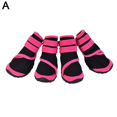 PFDDRW Antiskid Puppy Shoes Pet Dog Anti-slip Boots Footwear Thick Warm Booties (Pink)