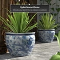 thumbnail image 2 of Red Lantern Large 18" Dragon Blue & White Porcelain Fishbowl Planter, 2 of 7