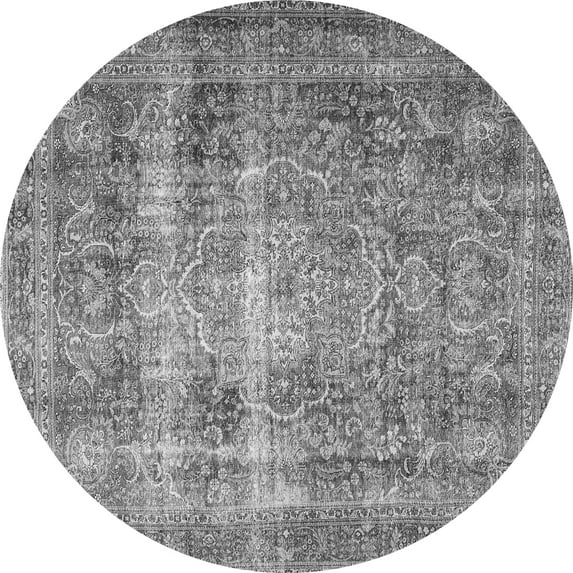 Ahgly Company Indoor Round Medallion Gray Traditional Area Rugs, 3' Round