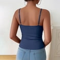 thumbnail image 5 of Soyumi Racerback Tank Tops with Built in Bra for Women High Neck Ribbed Basics Fitted Long Bra Tanks Cami Shirts Workout Going Out Y2K Shirts, Blue, 5 of 6