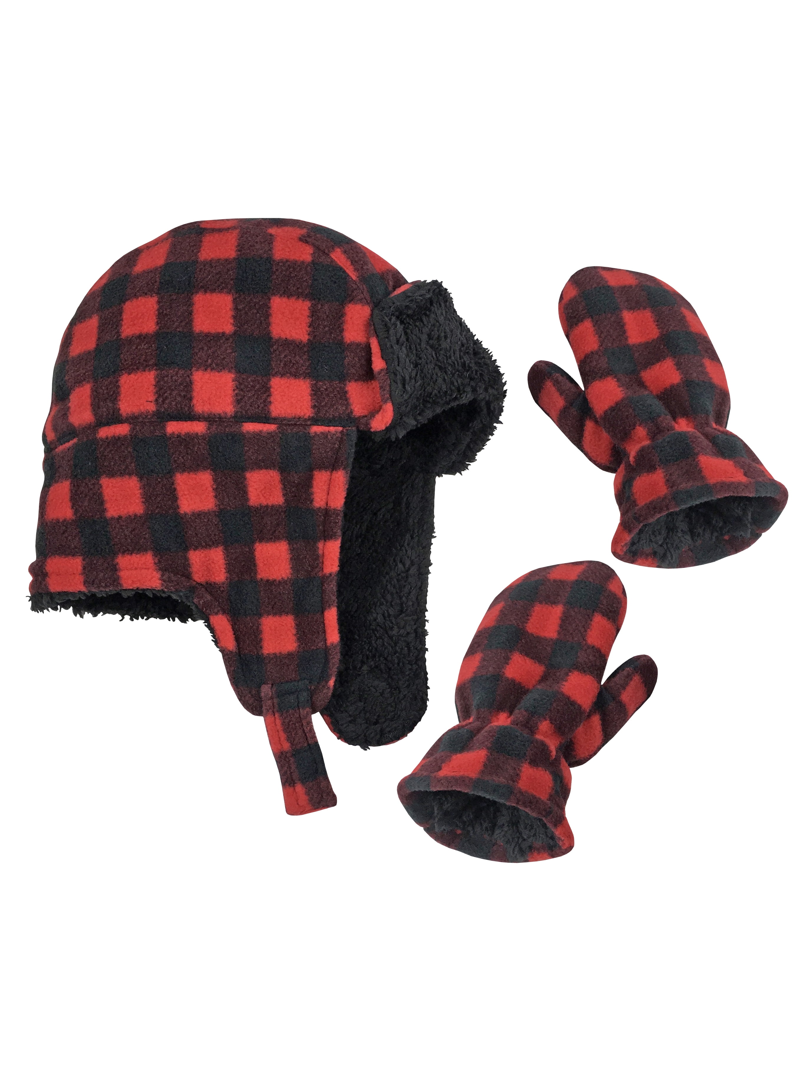 JUMPING BEANS Boys Hat Mittens Set red //blue Size 6 18 months NEW
