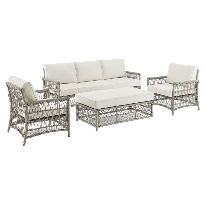 Crosley Furniture Thatcher 4Piece Fabric Outdoor Sofa Set in Cream