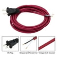 thumbnail image 4 of Uxcell 6Ft 18/2 Cloth Covered Lamp Cord with Plug, 2 Pcs Vintage Electrical Lamp Cord with Stripped Ends for Extension Wiring DIY Repairing, Wine Red, 4 of 7