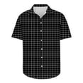 thumbnail image 5 of Aueoeo Men's Casual Button-Down Shirts Plaid Printed Club Party Shirt Mens Summer Beach Short Sleeve T-Shirt Tops Lightweight Loose （Available In Big & Tall) 3X 4X 5X Black, 5 of 5
