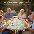 thumbnail image 3 of Round Outdoor Tablecloth with Umbrella Hole and Zipper, Teal Red Coastal Tablecloth with Elastic Waterproof, Nautical Seahorse Beach Coral Starfish Beige Patio Table Covers for 36" - 44" Pool Tables, 3 of 9