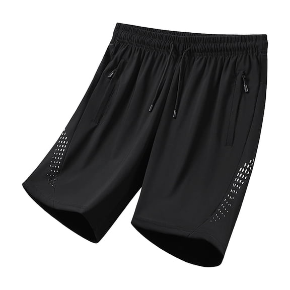 Hurxie Mens Lightweight Athletic Shorts Quick Dry Gym Workout Running Shorts with Zipper Pockets Black,8XL