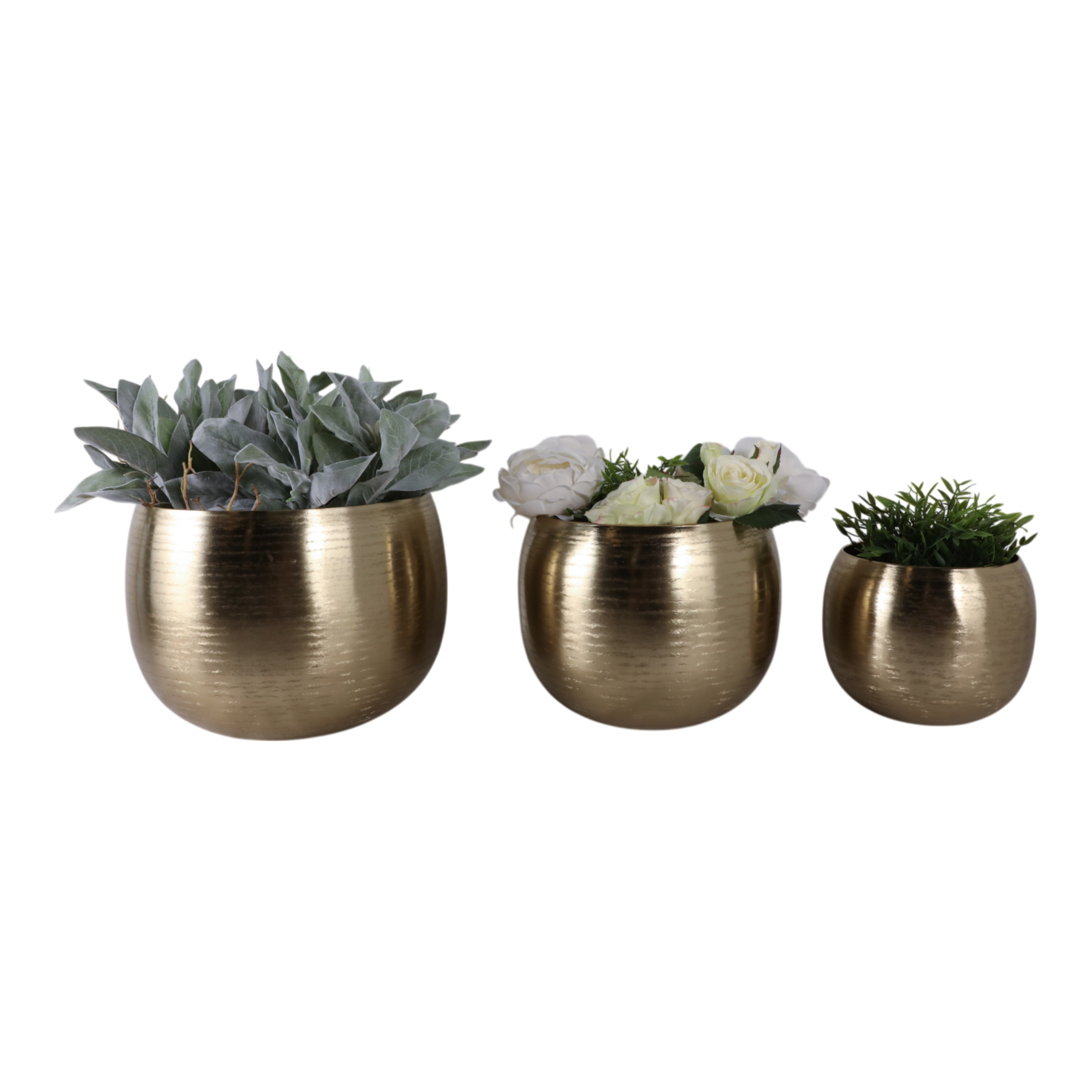 Hammered Metal Flower Pots for Home Decor - Decorative Metal Planters for Indoor Use and Outdoor Plants - Garden Pots for Patio, Entryway, Shelf, and Mantel Stylng - Set of 3, 11", 10", 8", Gold
