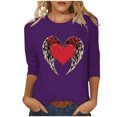 thumbnail image 2 of successthop Valentines Day Clothes Women's Plus Size Tops with 3/4 Sleeves Crew Neck Polyester Casual Love Heart Printed Lover Gift Blouse Tops for Valentines Gifts Pink 3XL, 2 of 4