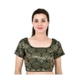 thumbnail image 1 of Sonakshi Fashion Green Women's Jacquard Readymade Partywear Indian Ethnic Saree Blouse Choli Top Short Sleeve, 1 of 5