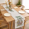 thumbnail image 3 of Table Runner 72 Inches Long for Kitchen Dining, Happy Easter Dresser Scarf Farmhouse, Dining Table Decorations for Wedding/Parties, Cute Rabbits Flowers Eggs Butterflies Beige 16 x 72 In, 3 of 8