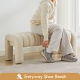 thumbnail image 6 of Zesthouse 43.3″ End of Bed Bench, Linen Tufted Upholstered Ottoman Bench with Padded Seat and Solid Wood Leg, Modern Entryway Bench for Bedroom, Living Room, Beige, 6 of 11