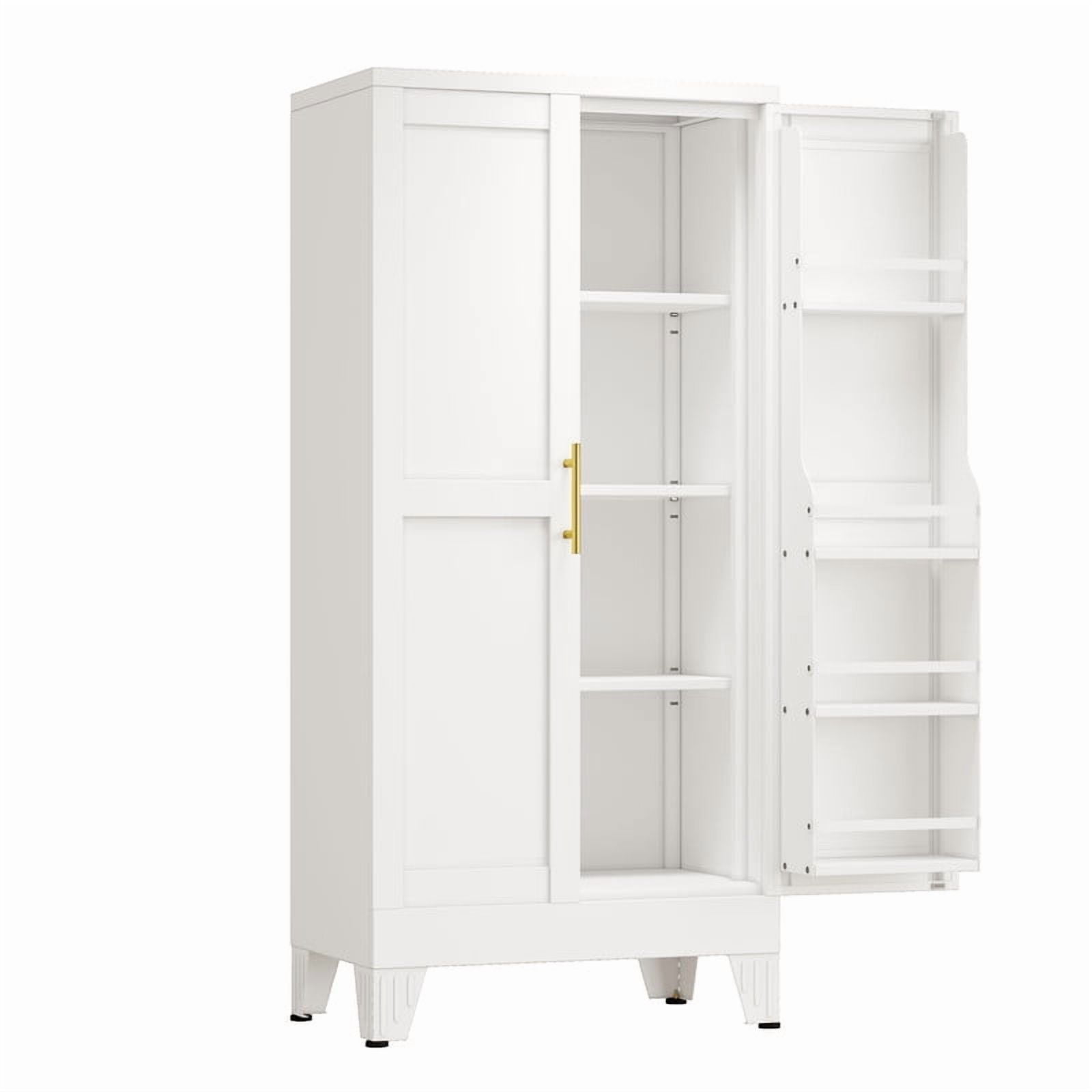 EROSOEI Sturdy Metal Kitchen Food Pantry Storage Cabinet with 2 Doors and 3 Adjustable Shelves