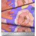 thumbnail image 3 of Soimoi Purple polyester Crepe Fabric Leaves & Floral Decor Fabric Printed BTY 52 Inch Wide, 3 of 3
