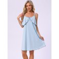 thumbnail image 2 of DARING DIVA Women's Sleeveless Loose Fit Chemise Ruffle Camisole L Blue, 2 of 7