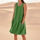 thumbnail image 1 of WILLBEST Vestido Midi De Verano Para Mujer, Largo Hasta La Rodilla, Informal, Para Playa, Resort, Sin Mangas, Color Liso, Con Bolsillos, 1 of 3