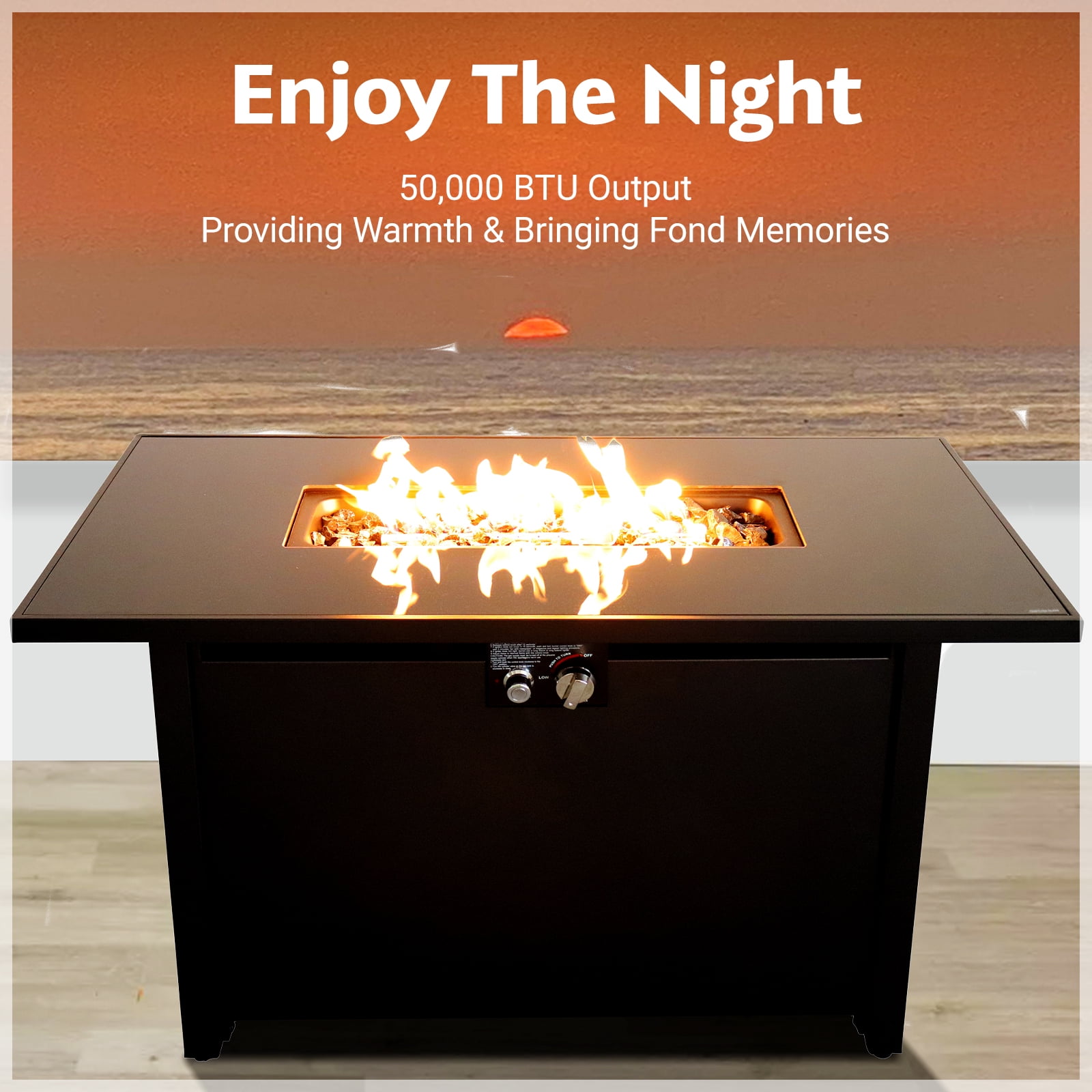 E-Western 25-Inch Steel Outdoor Fire Pit Table with Lid Black Durable Steel Modern Design Perfect for Garden Patio and Outdoor Gathering