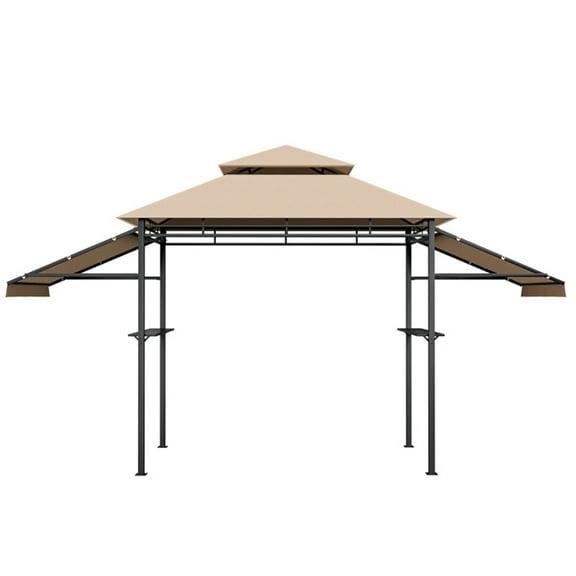 Canddidliike 13.5 x 4 Feet Patio BBQ Grill Gazebo Canopy with Dual Side Awnings-Beige, Outdoor Party Event Tents for Outside Party Waterproof Tent BBQ Shelter