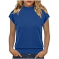 thumbnail image 4 of QUNYINEY Women's T Shirts Cotton Short Sleeve Summer Mock Neck Tops Casual Slim Fit Solid Pullover Shirts, 4 of 5