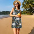 thumbnail image 3 of Fotbe Cute Sloth Vestido de Verano sin Mangas para Mujer – Vestido Midi Línea A, Estilo Camiseta Floral, Vestido Playero Casual y Fluido, 3 of 7