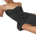 thumbnail image 4 of Robe Formelle pour Femme Été Couleur Unie Sans Manches Ligne A à Bretelles Spaghetti Robe Évasée Tenue de Fête Blanc G, 4 of 5