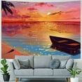 PRATYUS Tropical Beach Tapestry,Ocean Seaside at Sunset Tapestries Wall