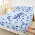 thumbnail image 3 of Castle Fairy Girls Boys Monogrammed Letter Initial J 4 Pieces Queen Sheet Sets,Kawaii Blue Bow Ultra Soft Flat Sheet,Dreamy Princess Queen Fitted Sheet,Super Cozy Room Decor, 3 of 7