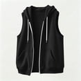 thumbnail image 3 of Uootdi Vest Jackets for Women Sleeveless Hooded Zip Up Drawstring Hem Side Pockets Jacket Relaxed Fit Sport Womens Vest Coat, 3 of 8