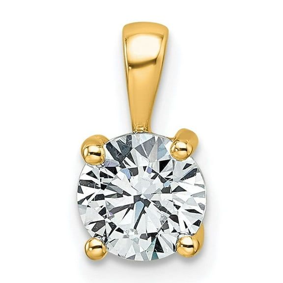 14k 1 carat Lab Grown Diamond VS  F  Round Complete Four Prong Pendant