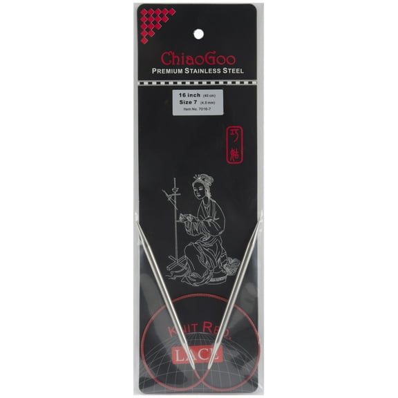 ChiaoGoo Red Lace Stainless Circular Knitting Needles 16" -Size 6/4mm