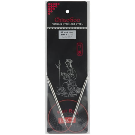 UPC: 0812208027228 | ChiaoGoo Red Lace Stainless Circular Knitting Needles 16  -Size 7/4.5mm
