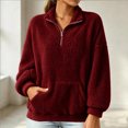 thumbnail image 2 of NominalSnug Fuzzy Fleece Sweatshirts for Women 1/4 Zip up Long Sleeve Top Loose Fit Warm Pullover Jackets with Pocket, 2 of 8
