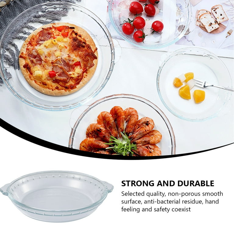YARNOW 7 Inch Glass Pie Plate Pie Baking Dishes Transparent Microwave Oven Plate for Household Kitchen