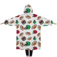 thumbnail image 2 of Oversized Wearable Blanket Hoodie,Football Helmets and Balls Pattern Sherpa Blanket Hoodie with Super Pockets,Super Warm Fuzzy Pullover for Women & Men, 2 of 6