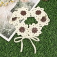 thumbnail image 6 of CXHEGBEJ Women's Color Block Floral Crochet Headband Pastoral Style Knitted Bandanas Elastic Crochet Flower Headscarf For Festival/Holiday Aesthetic Head Wrap White, 6 of 7