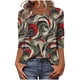 thumbnail image 2 of Xuyuer 3/4 Length Sleeve Womens Tops Round Neck Casual Summer Tunic Tops Basic Tees Blouses Dressy T-Shirts Pleated Shirts Blouses Spring Fashion Ethnic Graphic Crew Neck Tunic T Shirts, 2 of 7