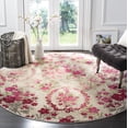 thumbnail image 3 of SAFAVIEH Monaco Cyan Floral Area Rug, Ivory/Pink, 6'7" x 6'7" Round, 3 of 8