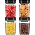 thumbnail image 1 of Juego de 4 Envases Herméticos para Conservar Alimentos, BPA Libre, Envases para Organizar la Despensa de la Cocina, Envases para Conservar Cereales, Snacks y Dulces, 1 L / 34oz, Mediano, Negro, 1 of 7
