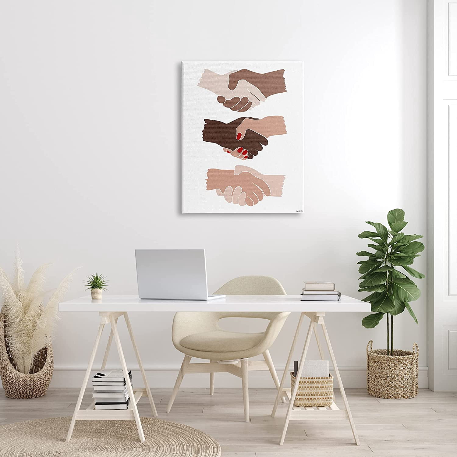 Stupell Home Décor Shaking Hands inclusivity Motivation Diverse Cultures, 30 x 40, Designed by Kyra Brown