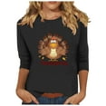thumbnail image 2 of VKOYWKM Thanksgiving Turkey Shirts for Women 3/4 Sleeve Tops Turkey Graphic T Shirts Fall Crew Neck Funny Family Party Blouses, 2 of 4