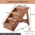 thumbnail image 2 of Escalera Plegable Perros de Cama, Escalera Perro con Patas Antideslizantes, Rampas de Perro, para Sofá, Cama O Auto, para Interiores y Exteriores, 49.5 cm de Altura, Soporta Hasta 165 Libras, Marrón, 2 of 7