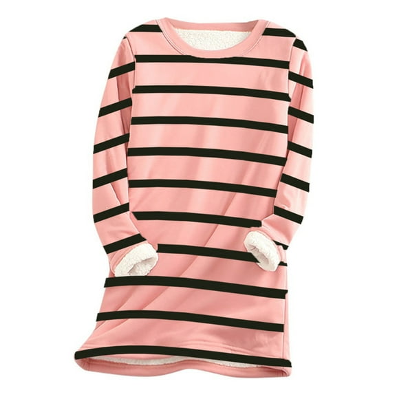 DDAPJ pyju Oversized Sherpa Lined Sweatshirt for Women Clearance Sales,Stripe Print Crewneck Pullover Sweatshirts Loose Comfy Fuzzy Slouchy Sweater Winter Warm Loungewear Tunic Tops