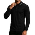 thumbnail image 6 of Josdec Men's Color Block Long Sleeve Top, Turndown Collar Contrast Piping Casual Base Shirt for Daily Layering S‑XXL, 6 of 8