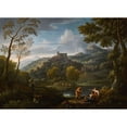 thumbnail image 3 of Jan Frans Van Bloemen 14x11 Black Modern Framed Museum Art Print Titled - An Italianate Landscape with Figures in the Foreground, a Hilltop Town Beyond, 3 of 5