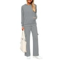 thumbnail image 2 of 2 Piece Sets for Women Fall Sweatsuits Outfits Lounge Matching Hoodie Set Travel Winter Clothes Gray XXL, 2 of 7