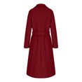 thumbnail image 6 of Womens Classic Coat Lapel Collar Open Front Cardigan Long Jacket Warm Trench Coat Classic Lapel Overcoat Outerwear with Belt Womens Oversized Half Zip Hoodies S-85 Wine XXL, 6 of 7